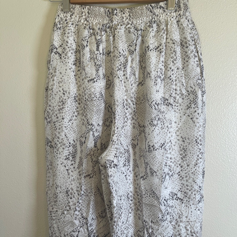I.B. Diffusion Women's Silk Pull-on Pants Size M Snake Print Elastic Waist